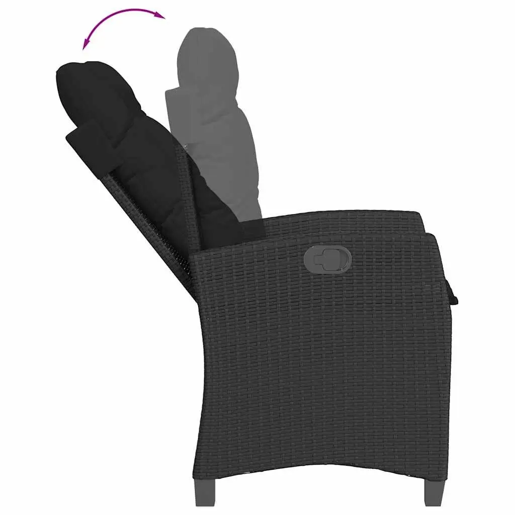 Reclining Garden Chairs Set 2 pcs Outdoor Black Patio Seating with Cushions