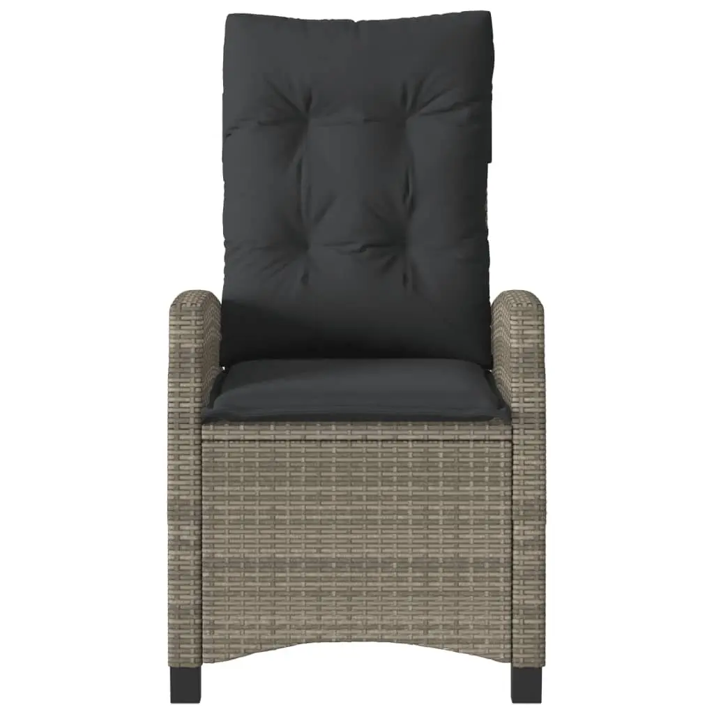 Reclining Garden Chairs Outdoor 2 pcs Grey Poly Rattan with Cushions Adjustable