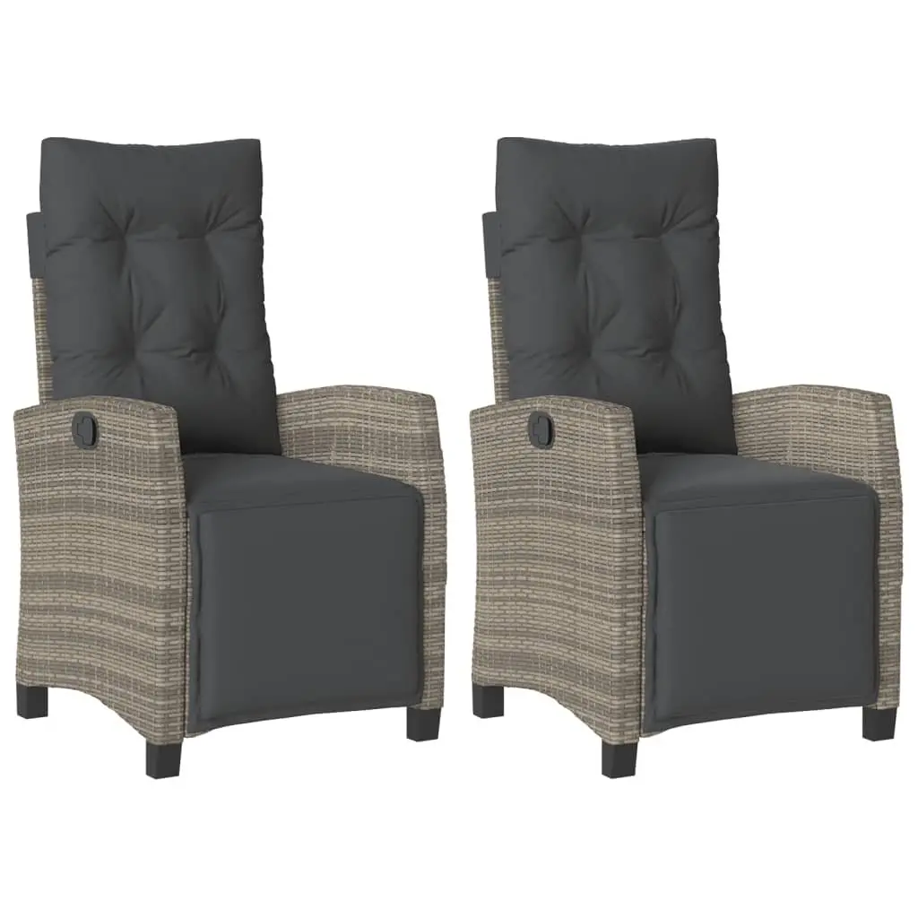 Reclining Garden Chairs 2 pcs Outdoor Seating with Footrest Adjustable Grey