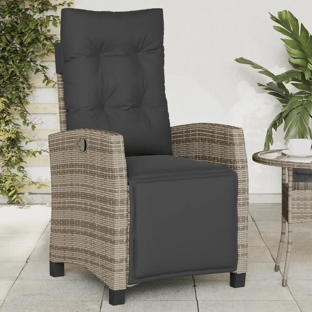 Reclining Garden Chairs 2 pcs Outdoor Seating with Footrest Adjustable Grey