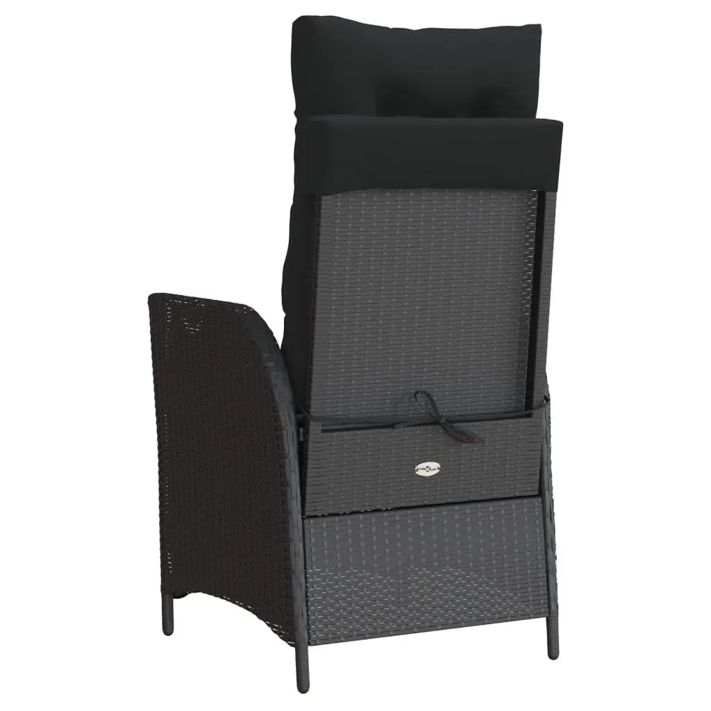 Reclining Garden Chair Outdoor Use Adjustable Backrest Cushions Black