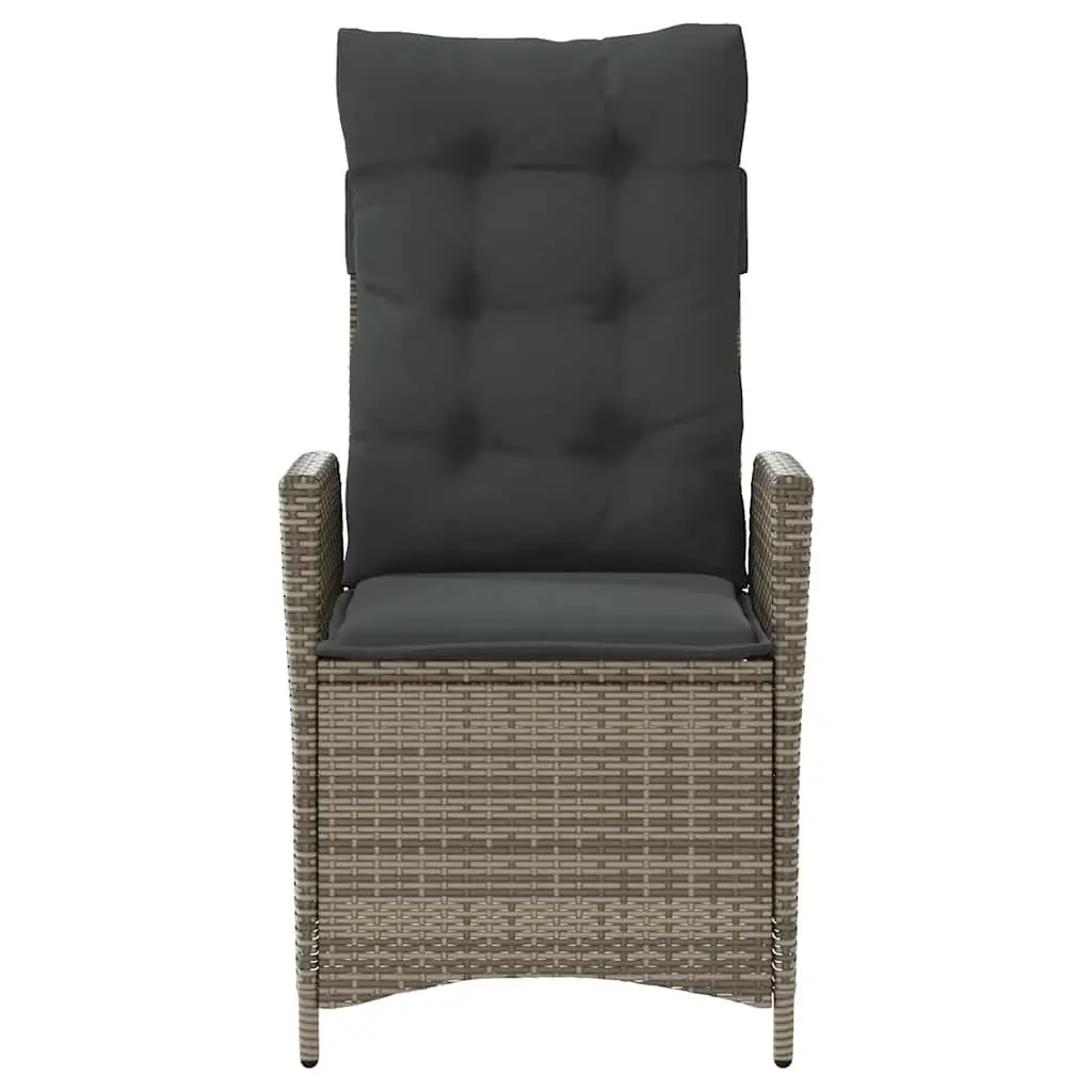 Reclining Garden Chair Outdoor Seating Adjustable Backrest with Cushions Grey