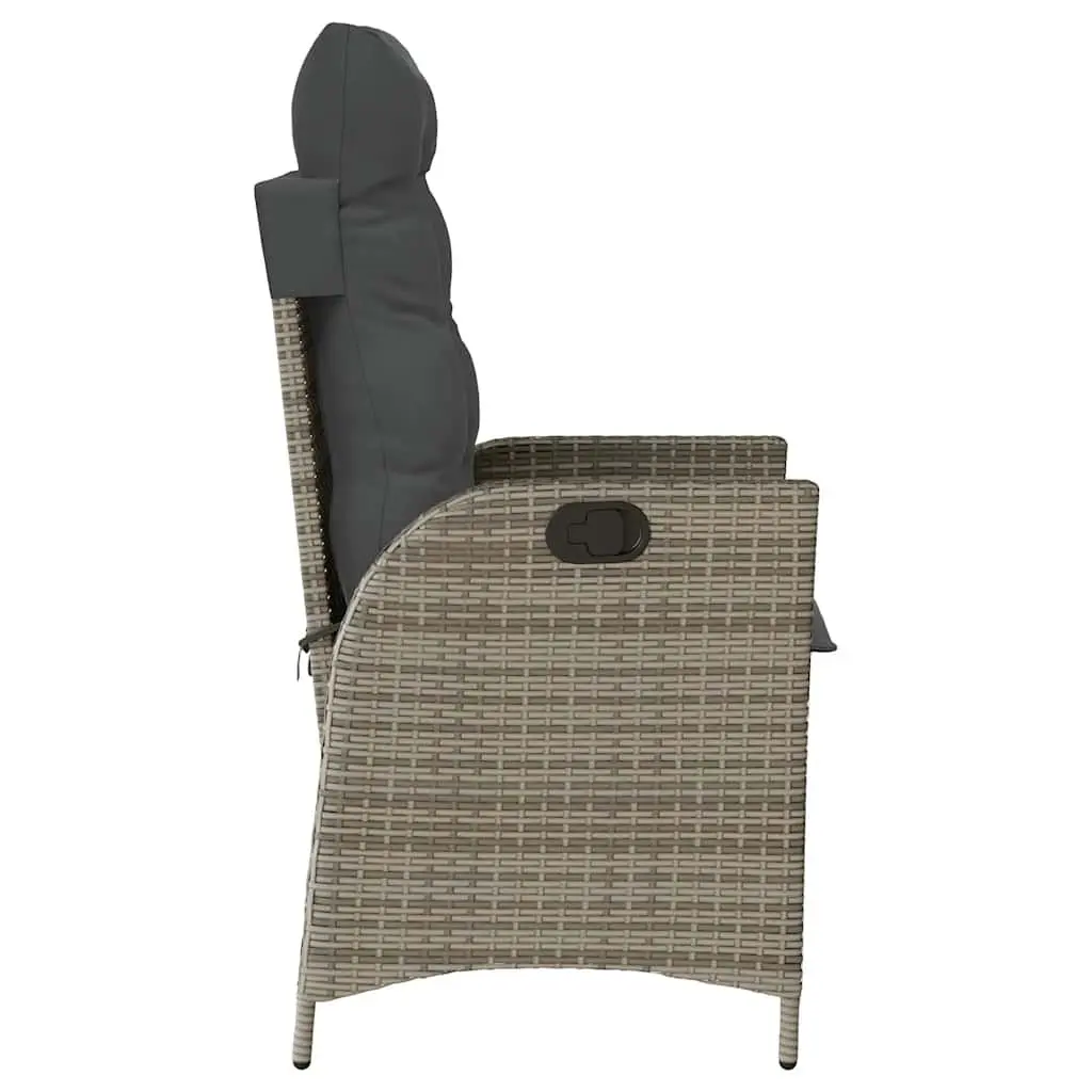 Reclining Garden Chair Outdoor Seating Adjustable Backrest with Cushions Grey