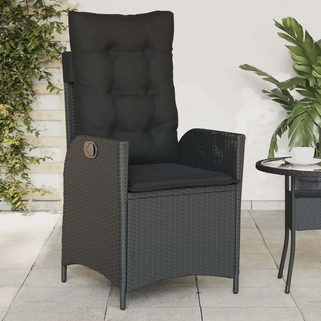 Reclining Outdoor Chairs 2 pcs Garden Seating with Cushions Black