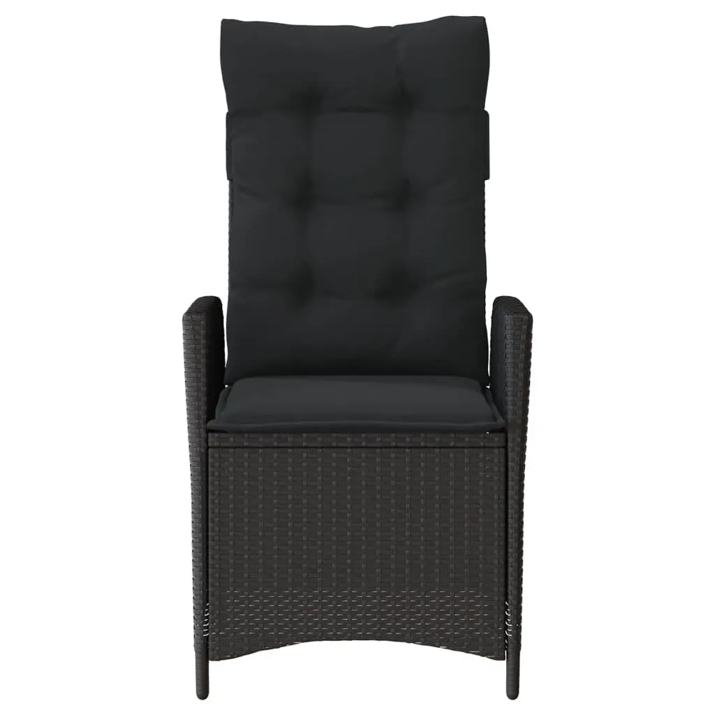 3 Piece Outdoor Bistro Set Garden Furniture Black Poly Rattan Chairs Table