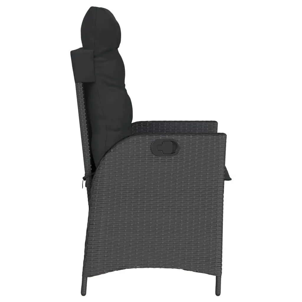 3 Piece Outdoor Bistro Set Garden Furniture Black Poly Rattan Chairs Table
