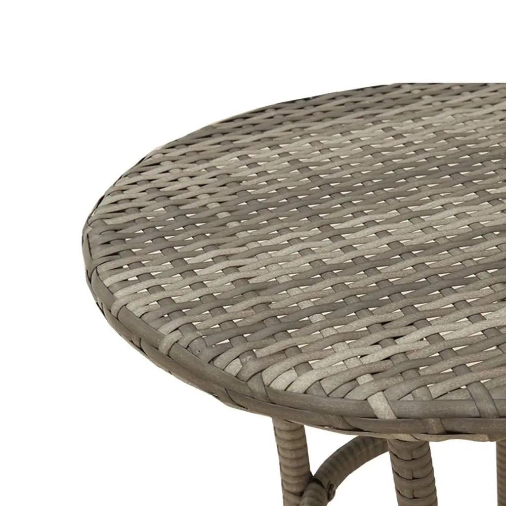 3 Piece Outdoor Bistro Set Grey Poly Rattan Garden Furniture with Cushions