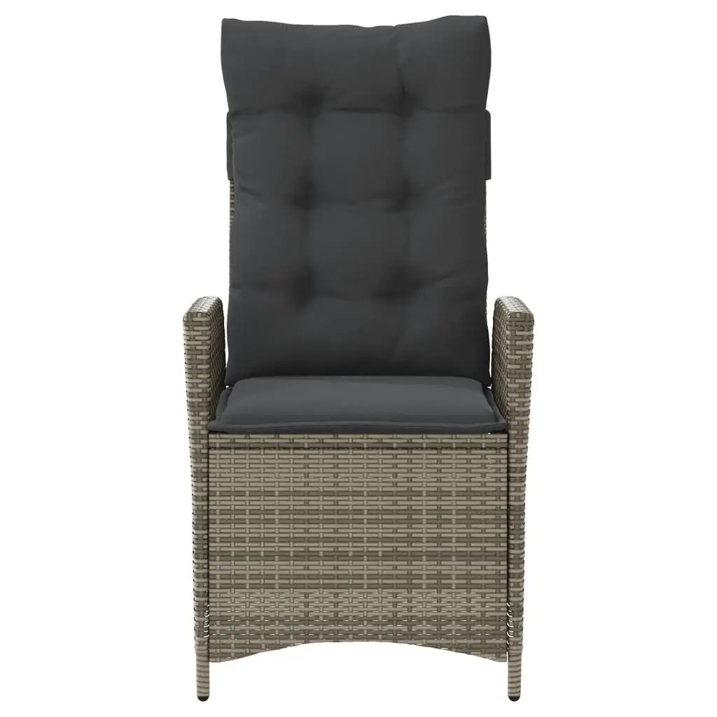 3 Piece Outdoor Bistro Set Grey Poly Rattan Garden Furniture with Cushions