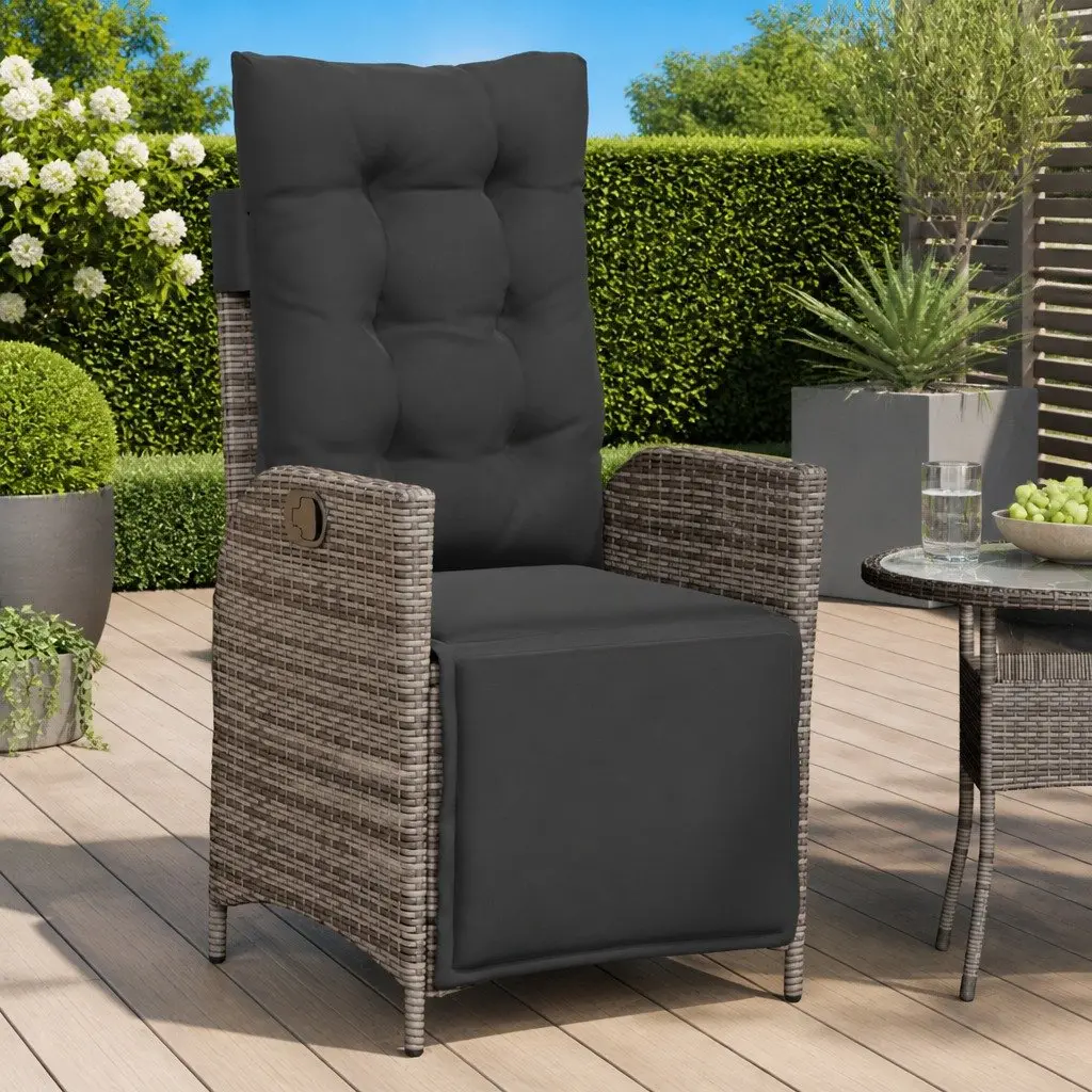 Adjustable Grey Garden Chair with Footrest