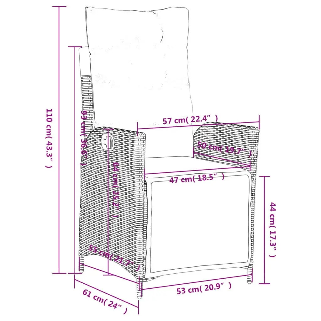 Adjustable Grey Garden Chair with Footrest