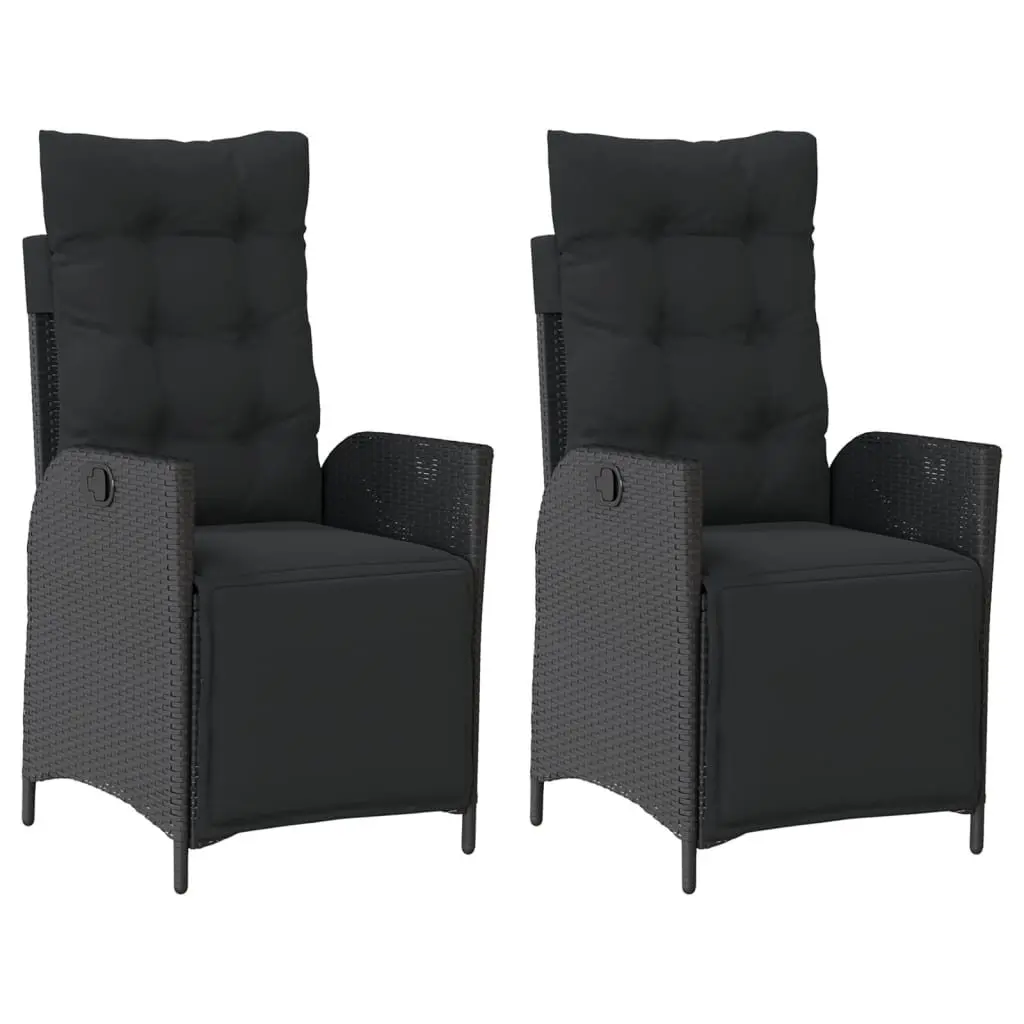 Reclining Garden Chairs Outdoor Seating 2 Piece Adjustable Footrest Black