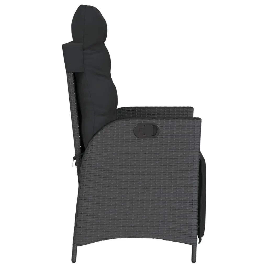 Reclining Garden Chairs Outdoor Seating 2 Piece Adjustable Footrest Black