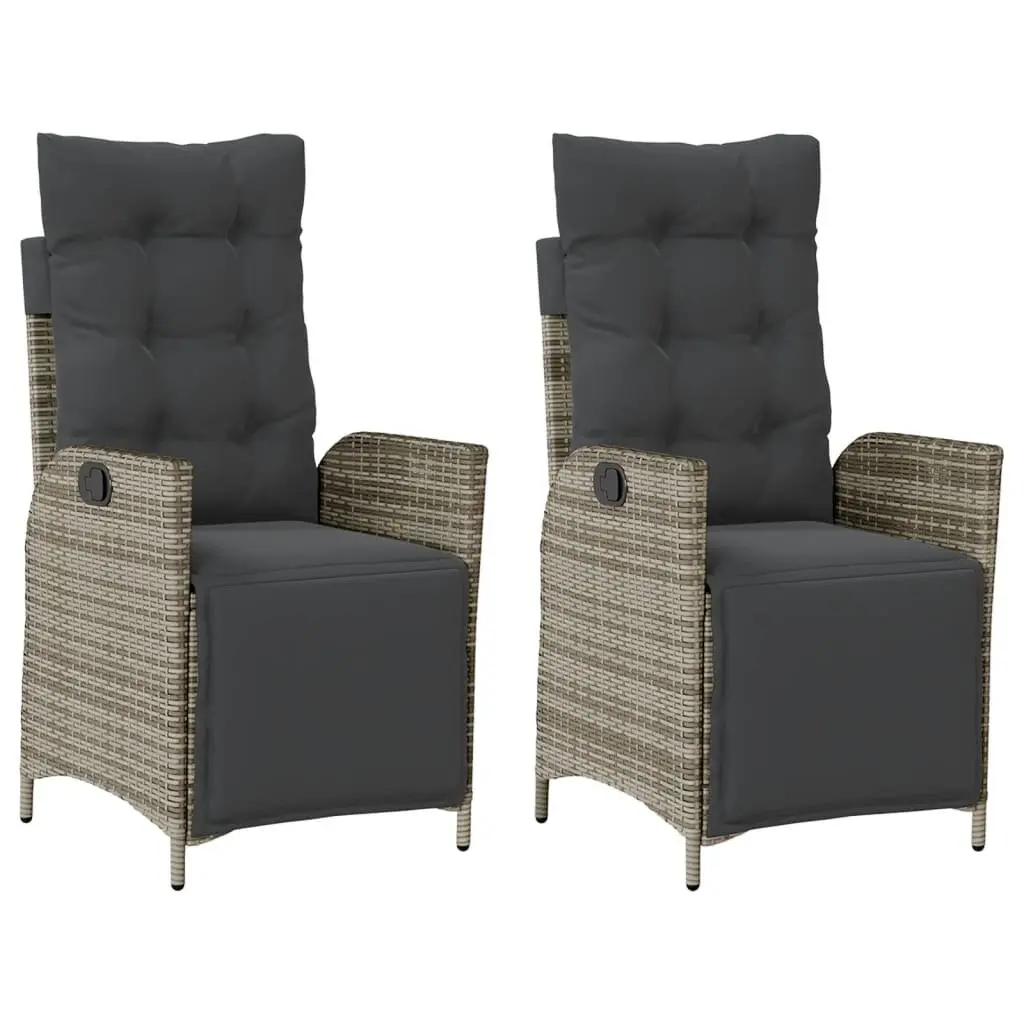 Reclining Garden Chairs for Outdoor Use 2 Piece Adjustable Backrest with Footrest Grey