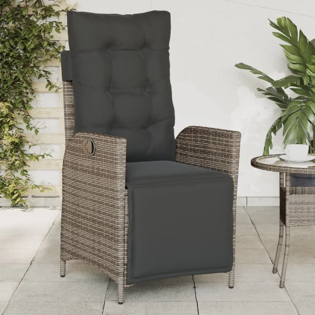 Reclining Garden Chairs for Outdoor Use 2 Piece Adjustable Backrest with Footrest Grey