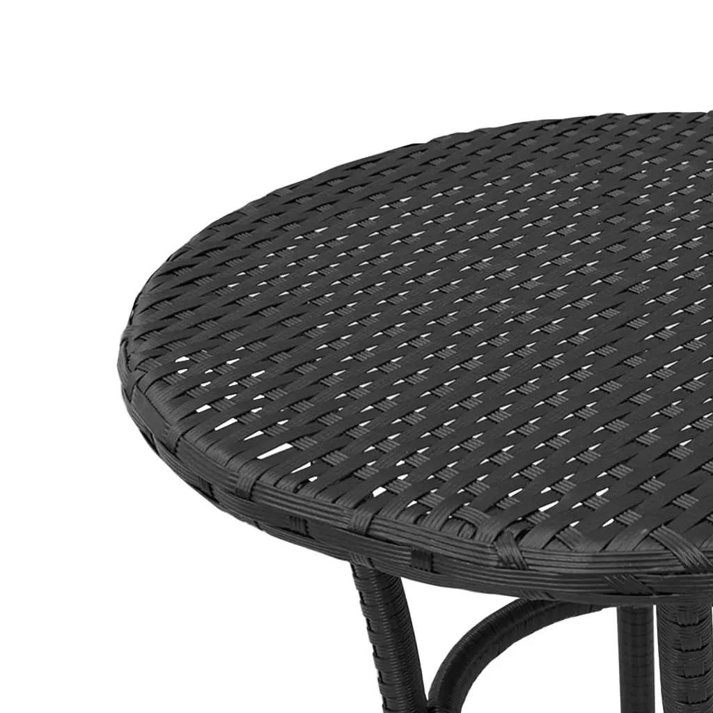 3 Piece Bistro Set Outdoor Patio Garden Furniture Black Poly Rattan