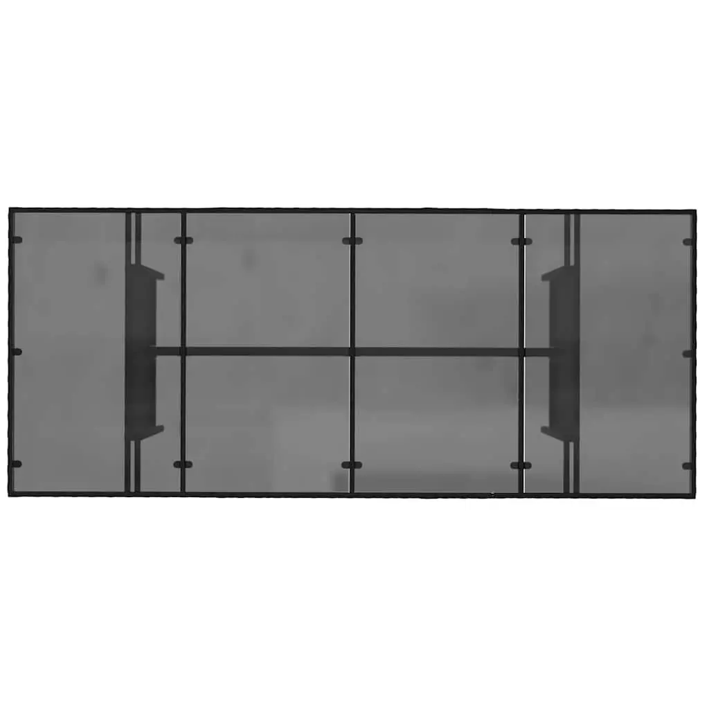 Garden Table Black Outdoor Furniture Glass Top Poly Rattan Patio Dining