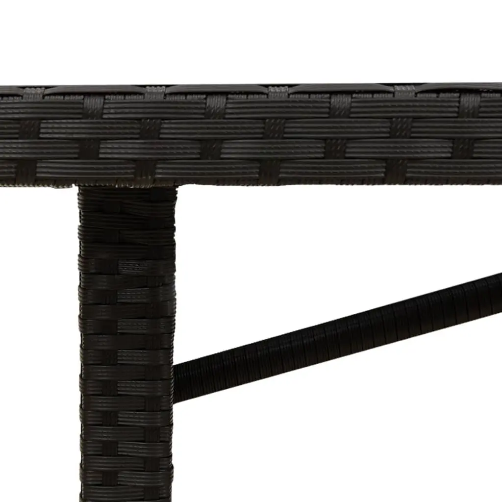 Garden Dining Table Outdoor Patio Furniture Black Poly Rattan Frame Wooden Top 190 x 80 x 74 cm