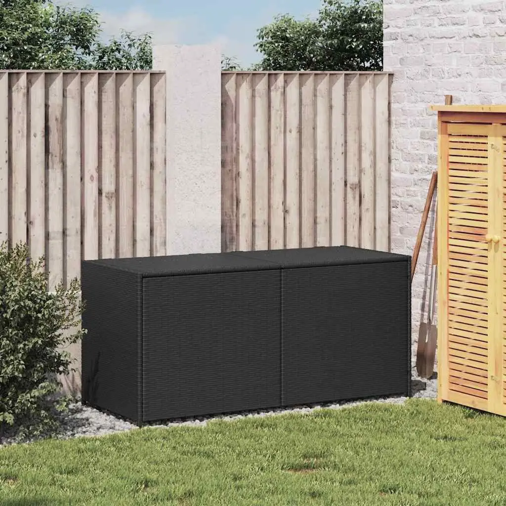 Outdoor Garden Storage Box Black 283L Poly Rattan Weather Resistant