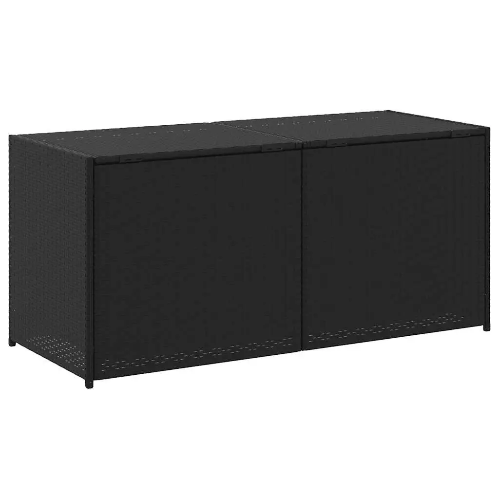 Outdoor Garden Storage Box Black 283L Poly Rattan Weather Resistant