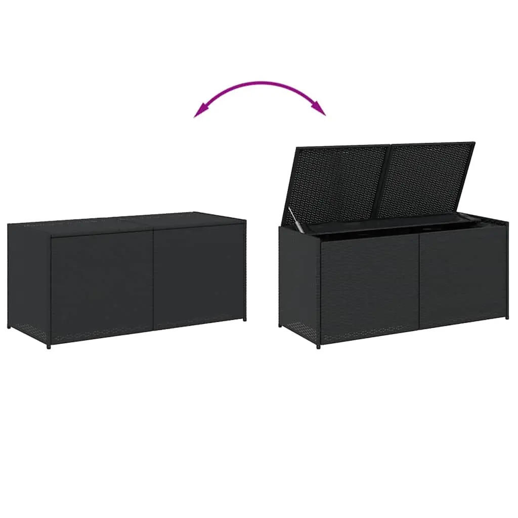 Outdoor Garden Storage Box Black 283L Poly Rattan Weather Resistant