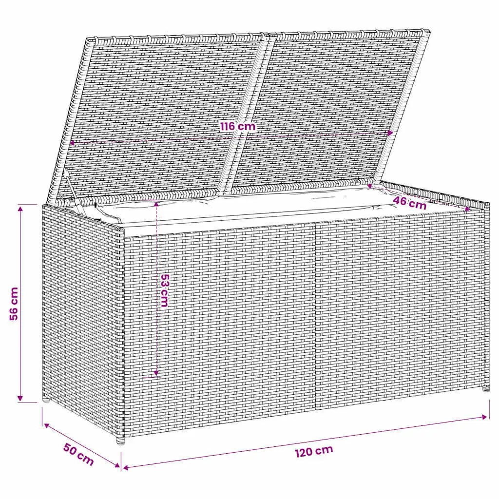 Outdoor Garden Storage Box Black 283L Poly Rattan Weather Resistant