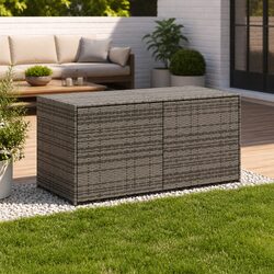 Garden Storage Box - 283L Grey Poly Rattan Design
