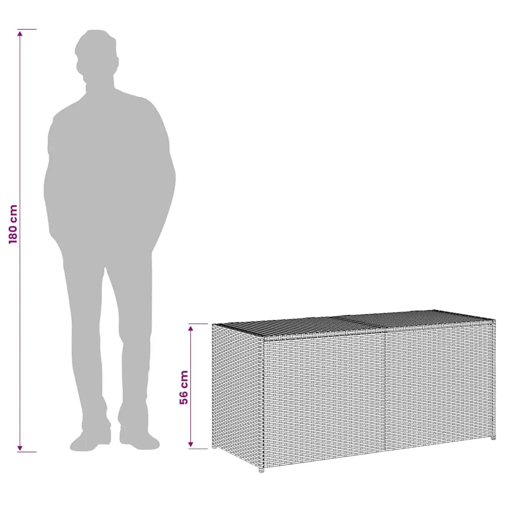 Garden Storage Box Outdoor Grey 283L Poly Rattan Patio Furniture