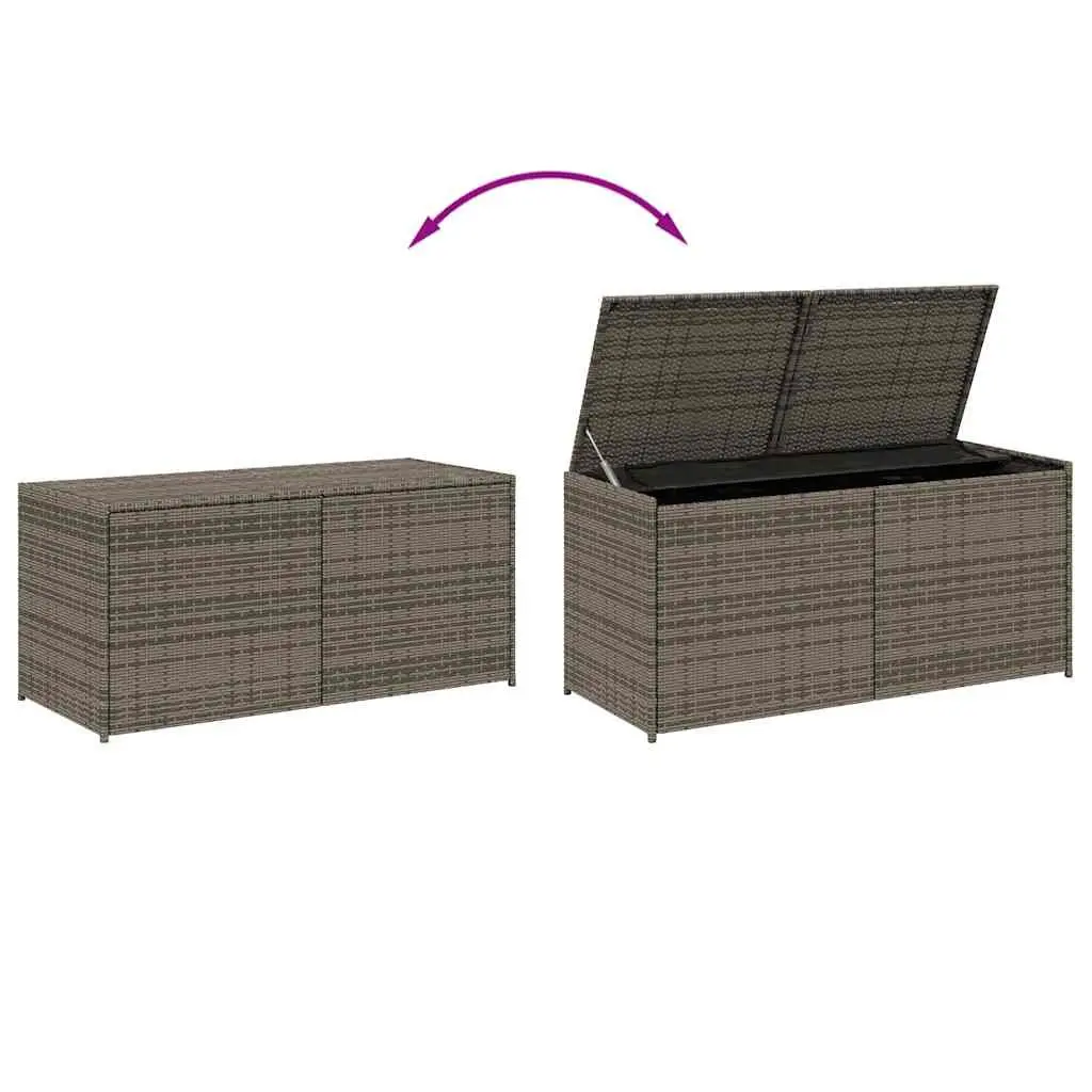Garden Storage Box Outdoor Grey 283L Poly Rattan Patio Furniture