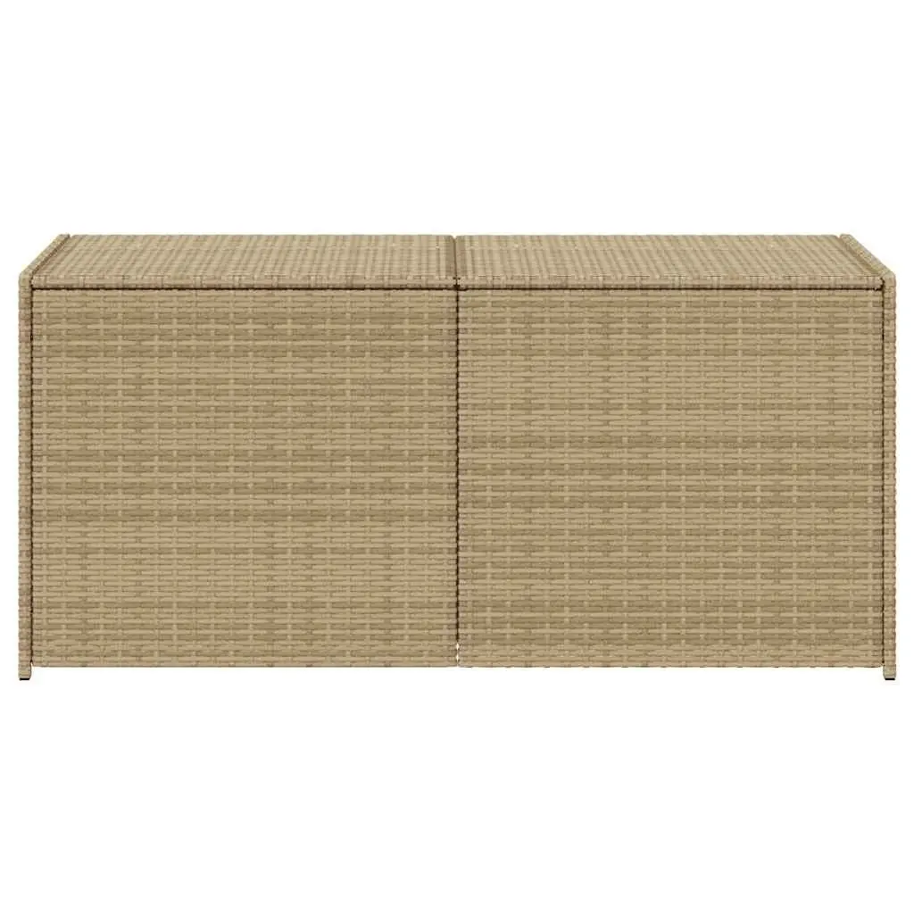 Garden Storage Box Outdoor Patio 283L Beige Poly Rattan Waterproof