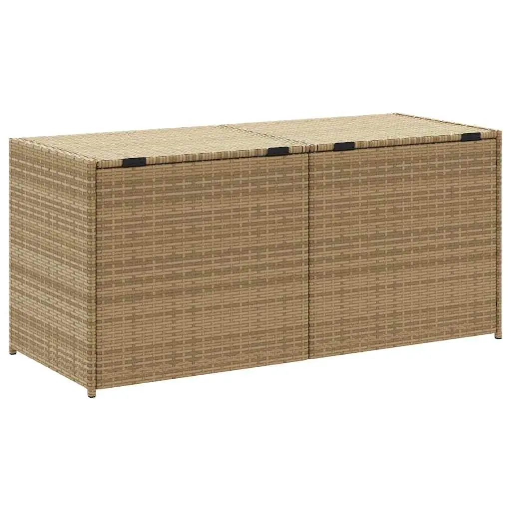 Garden Storage Box Outdoor Patio 283L Beige Poly Rattan Waterproof