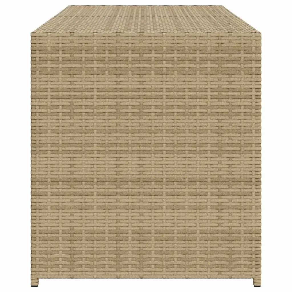 Garden Storage Box Outdoor Patio 283L Beige Poly Rattan Waterproof