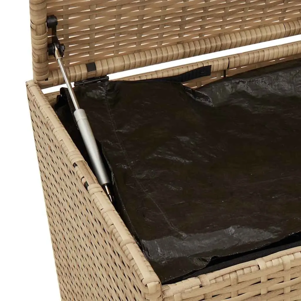 Garden Storage Box Outdoor Patio 283L Beige Poly Rattan Waterproof
