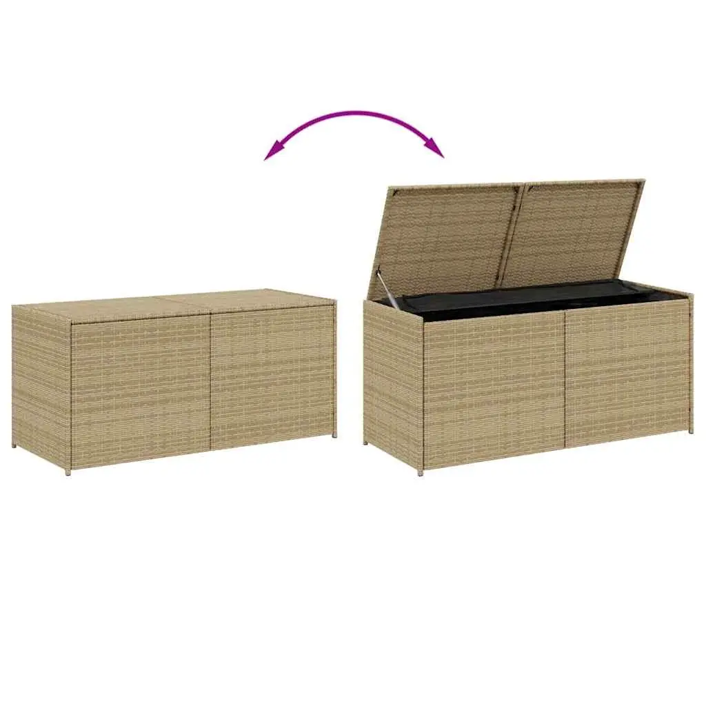 Garden Storage Box Outdoor Patio 283L Beige Poly Rattan Waterproof