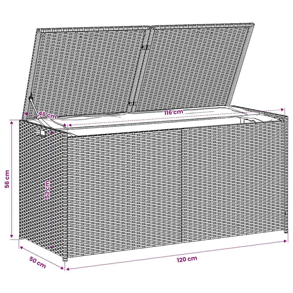 Garden Storage Box Outdoor Patio 283L Beige Poly Rattan Waterproof