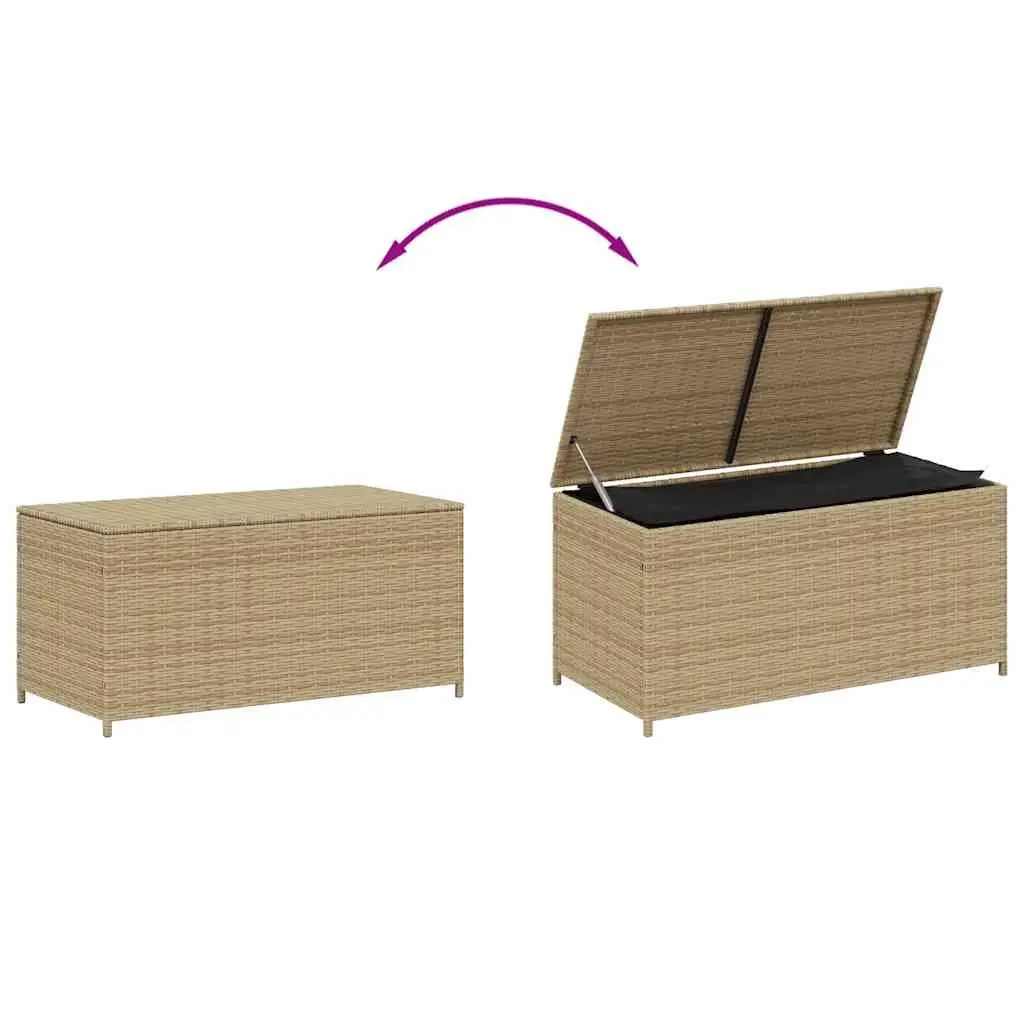 Garden Storage Box Outdoor Beige Poly Rattan 190L