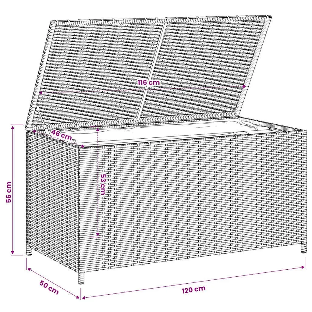 Garden Storage Box Outdoor Beige Poly Rattan 190L
