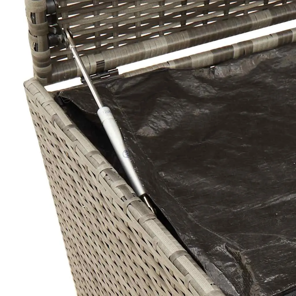Garden Storage Box Outdoor Furniture Grey 190L Poly Rattan with Wheels