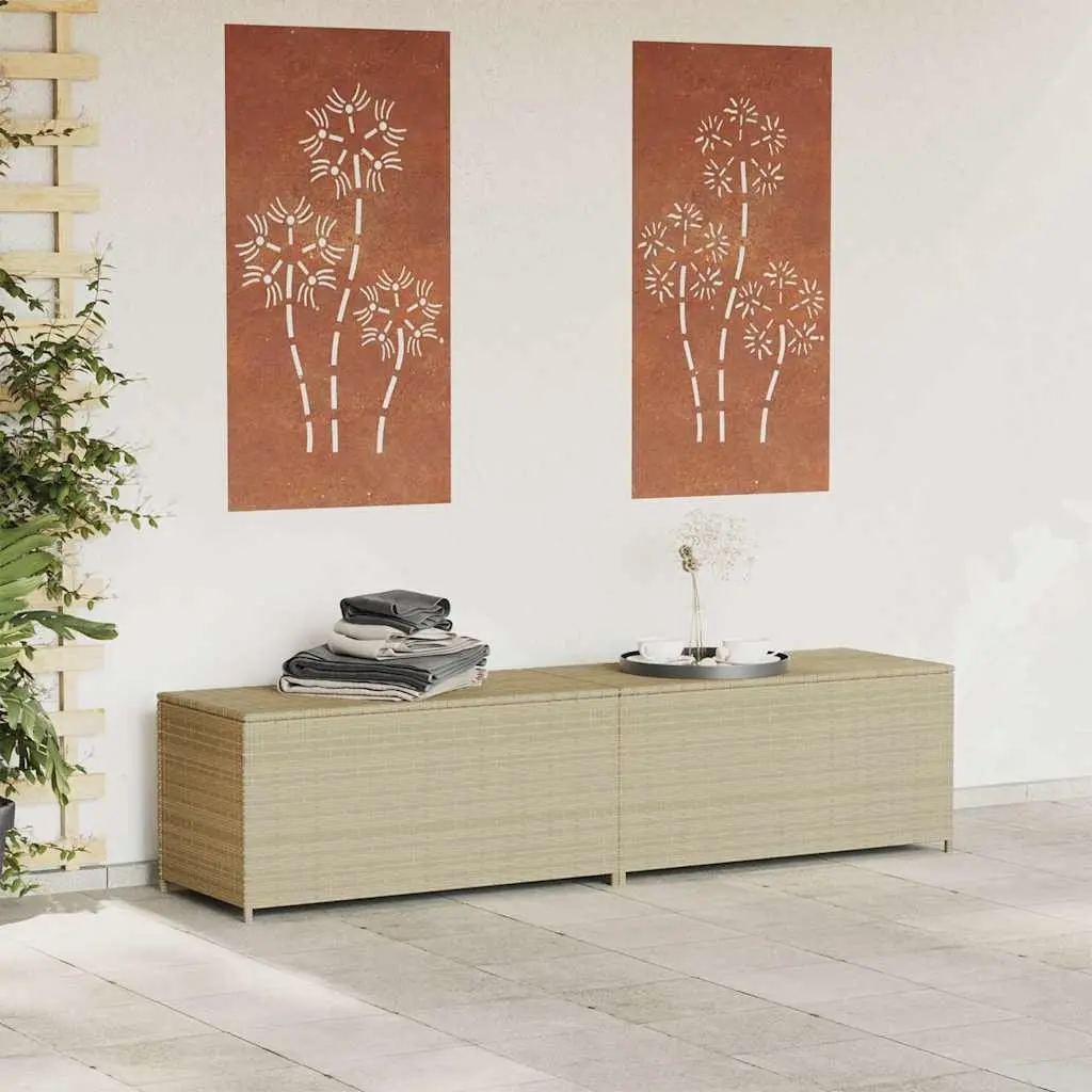 Garden Storage Box 469L Beige PE Rattan Construction