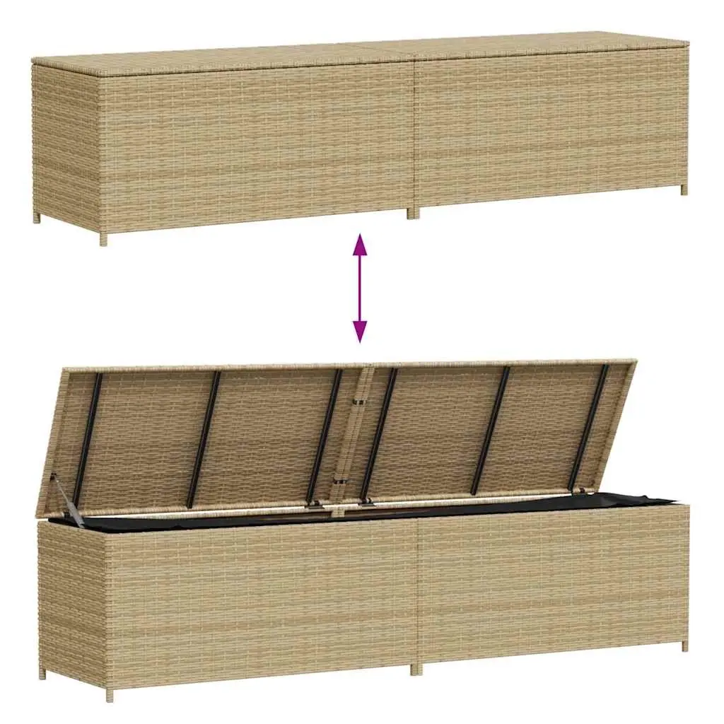 Garden Storage Box 469L Beige PE Rattan Construction