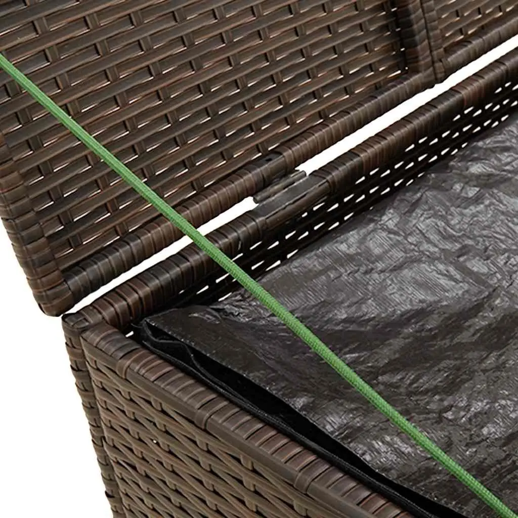 Garden Storage Box Brown 291L Outdoor Patio Furniture Poly Rattan Deck Container
