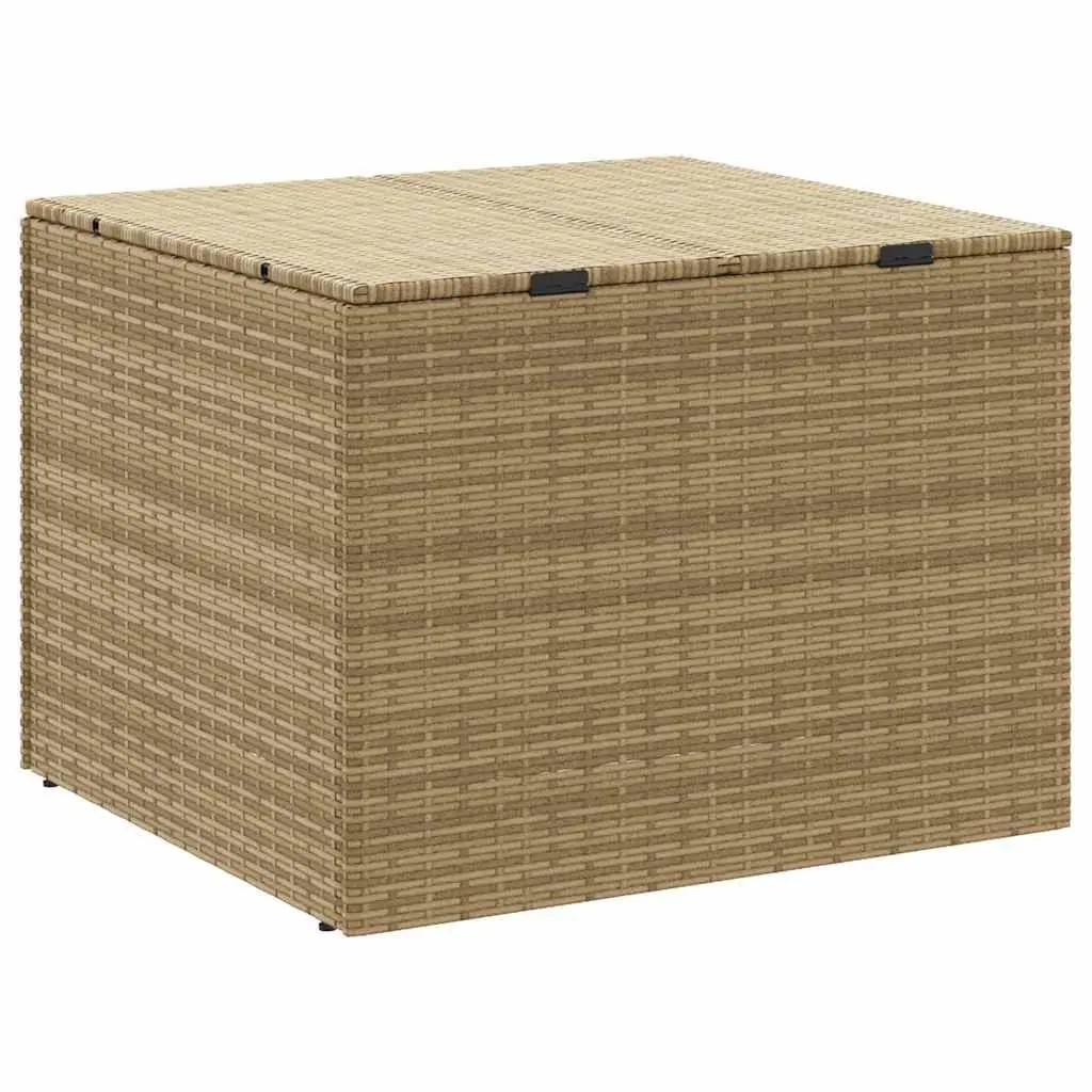 Garden Storage Box Beige Outdoor Poly Rattan Patio Furniture Cushion Toy