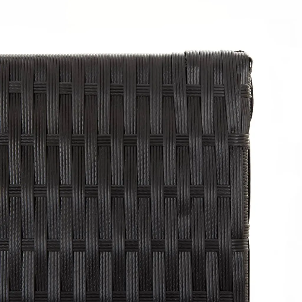 Room Divider 5 Panels Black Poly Rattan Folding Partition for Indoor Outdoor Use