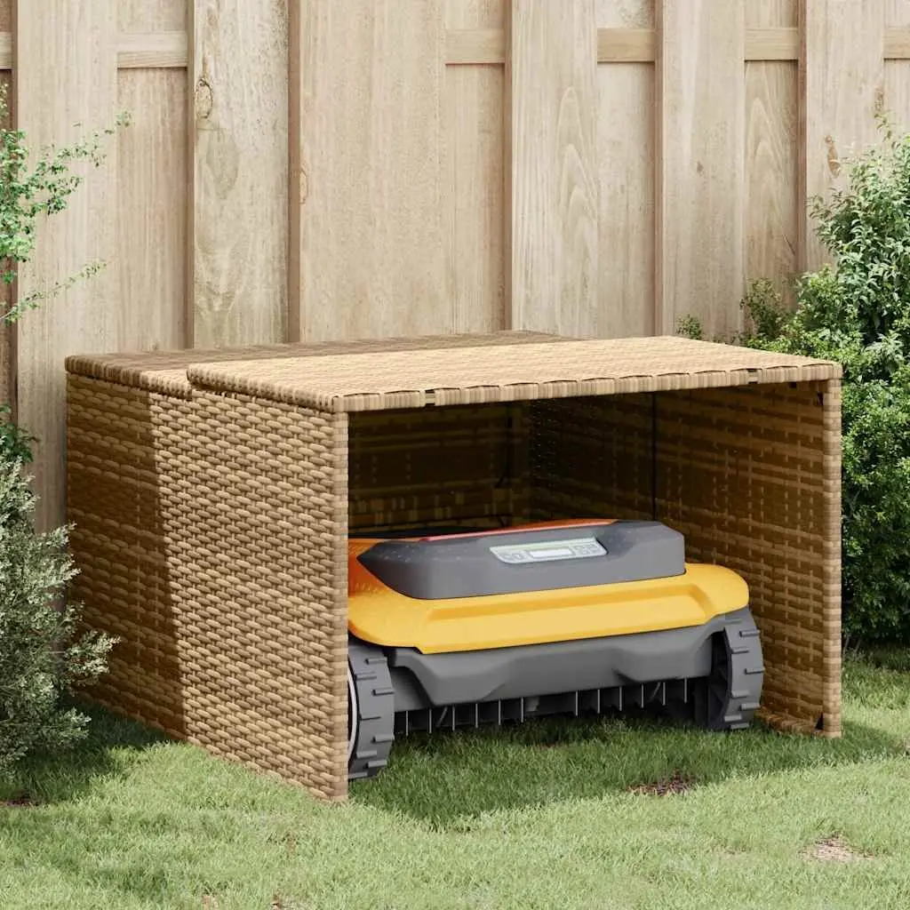 Robot Mower Garage Outdoor Storage Shed Beige 86 x 90 x 52/57 cm