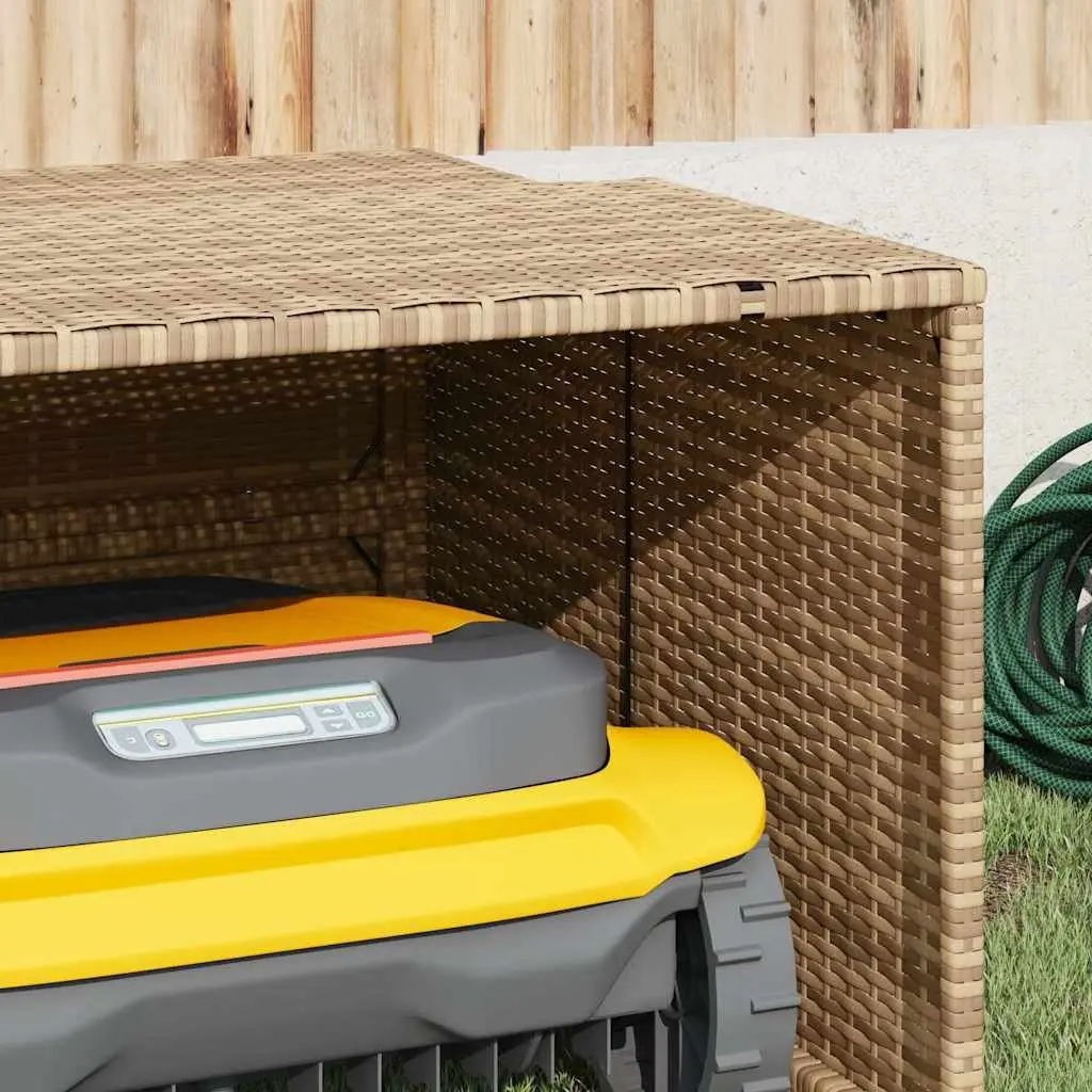 Robot Mower Garage Outdoor Storage Shed Beige 86 x 90 x 52/57 cm