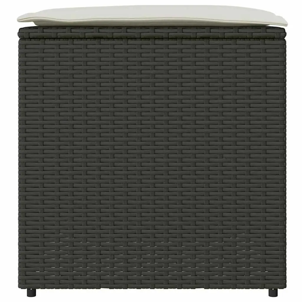 50cm Outdoor Storage Box in Black with Poly Rattan Frame
