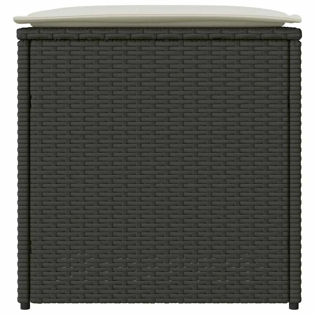 50cm Outdoor Storage Box in Black with Poly Rattan Frame