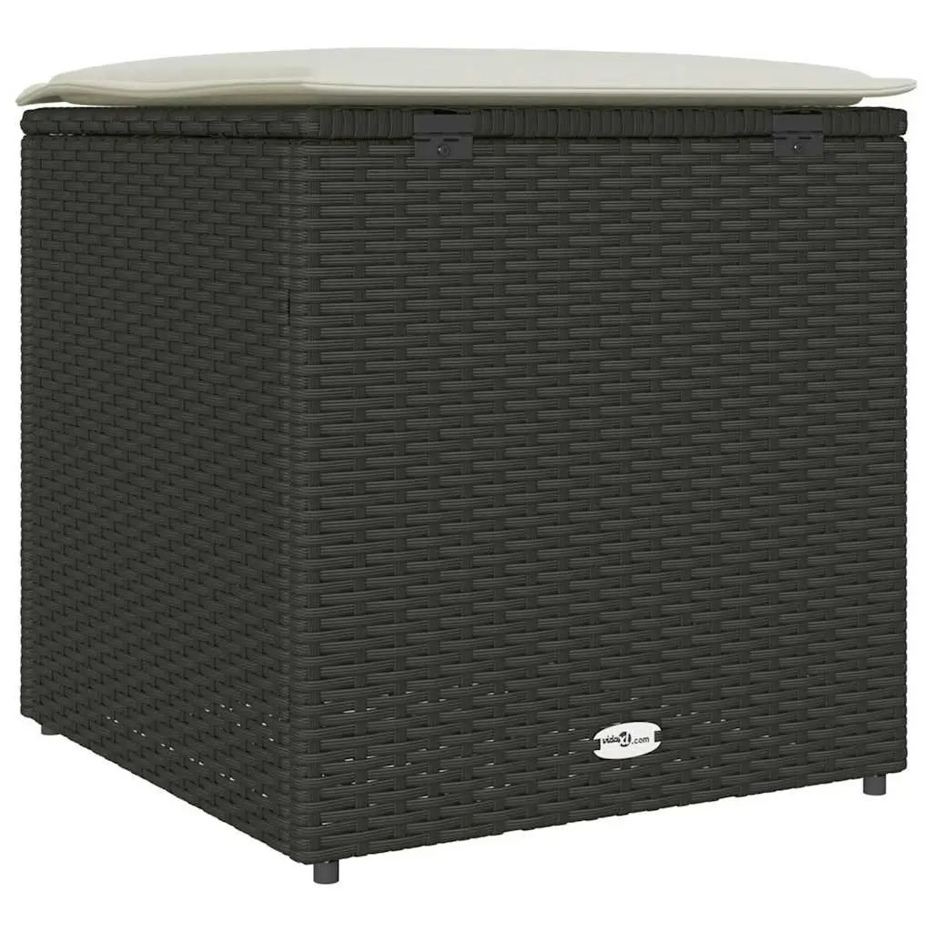 50cm Outdoor Storage Box in Black with Poly Rattan Frame