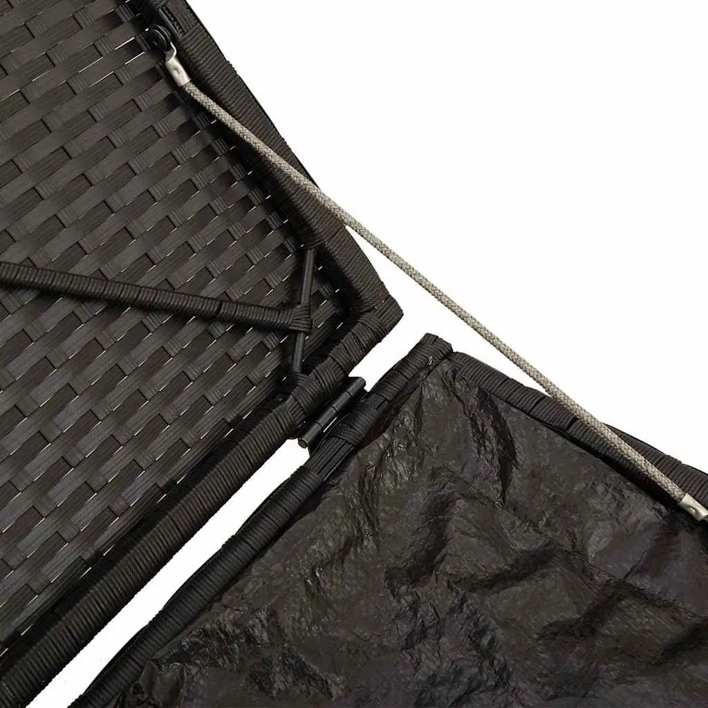 50cm Outdoor Storage Box in Black with Poly Rattan Frame