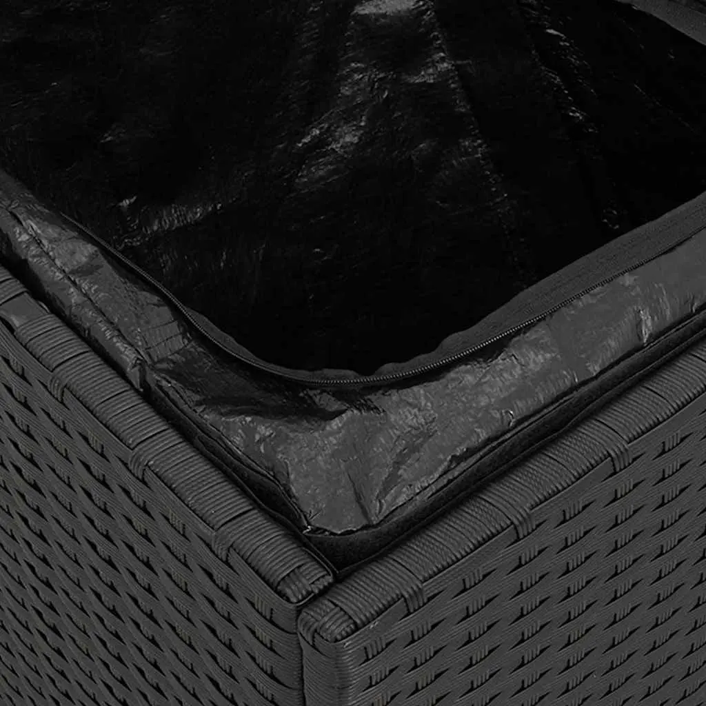 50cm Outdoor Storage Box in Black with Poly Rattan Frame