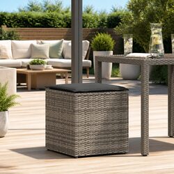 Outdoor Storage Cushion Box Grey Poly Rattan Patio Garden Deck Seating